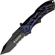 Navaja plegable azul TANTO con filo combinado y clip de bolsillo