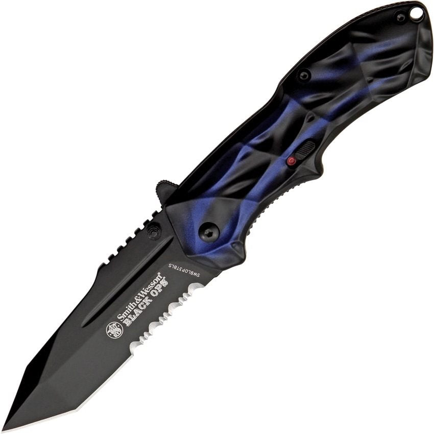 Navaja plegable azul TANTO con filo combinado y clip de bolsillo