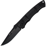 Cuchillo plegable SWEX3 negro de Smith & Wesson, hoja acero inoxidable 400 y mango de aluminio con orificio para cordón