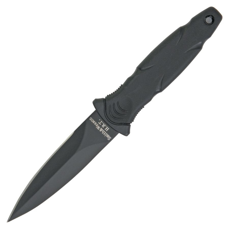 Daga SMITH & WESSON SWHRT3 negra con hoja de doble filo y funda con clip