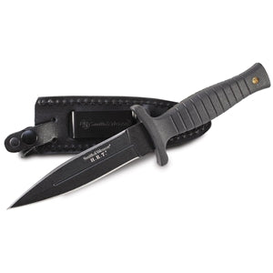 Daga Smith & Wesson H.R.T.9 negra con hoja fija 7Cr17 y mango de goma