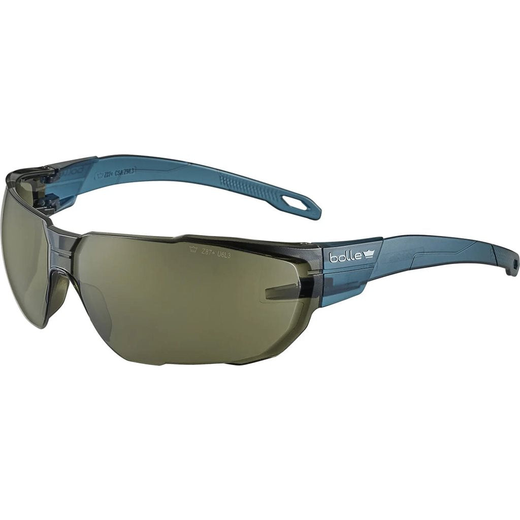 Gafas de protección SWIFT N20E azul ahumado, montura fina de policarbonato reciclado, lentes con recubrimiento PLATINUM LITE