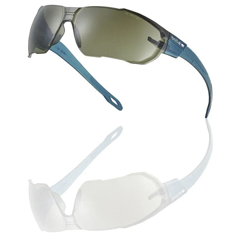 Gafas de protección SWIFT N20E azul ahumado, montura fina de policarbonato reciclado, lentes con recubrimiento PLATINUM LITE