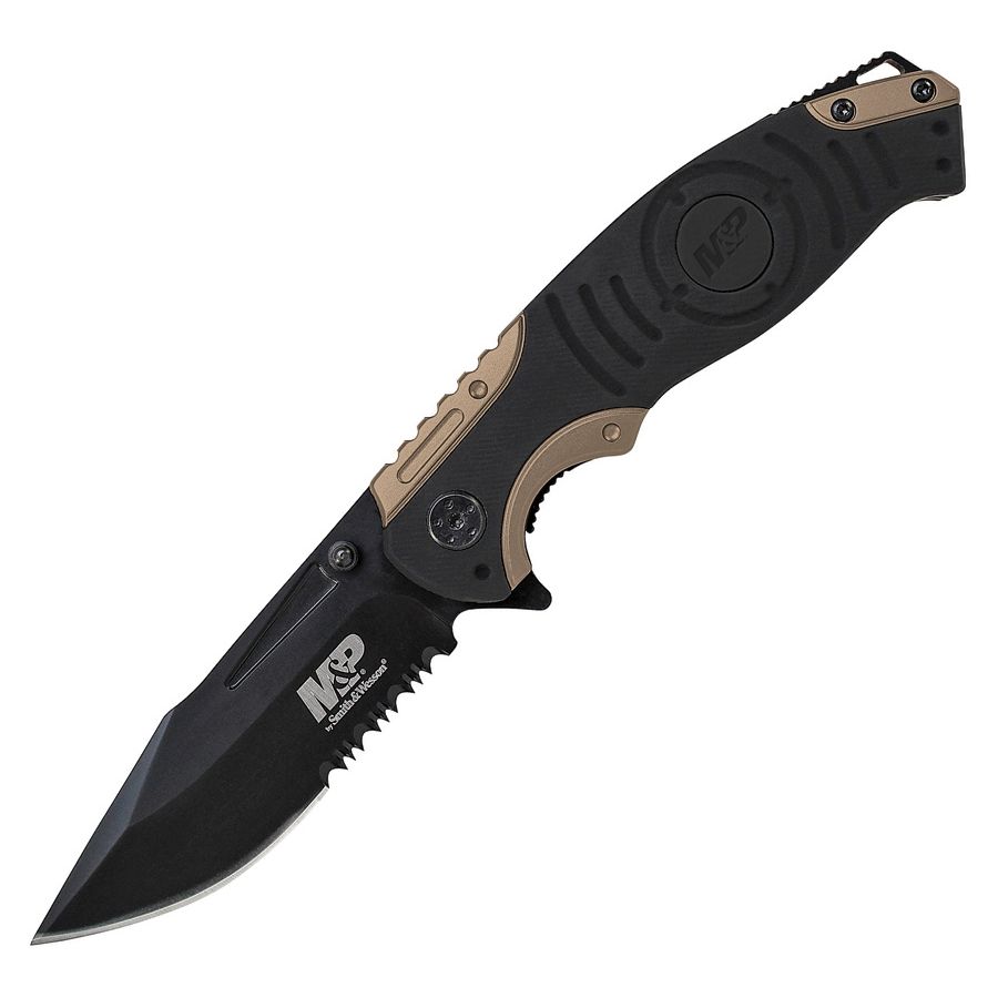 Navaja plegable MILITARY POLICE con hoja combinada de 90 mm y mango goma/plástico