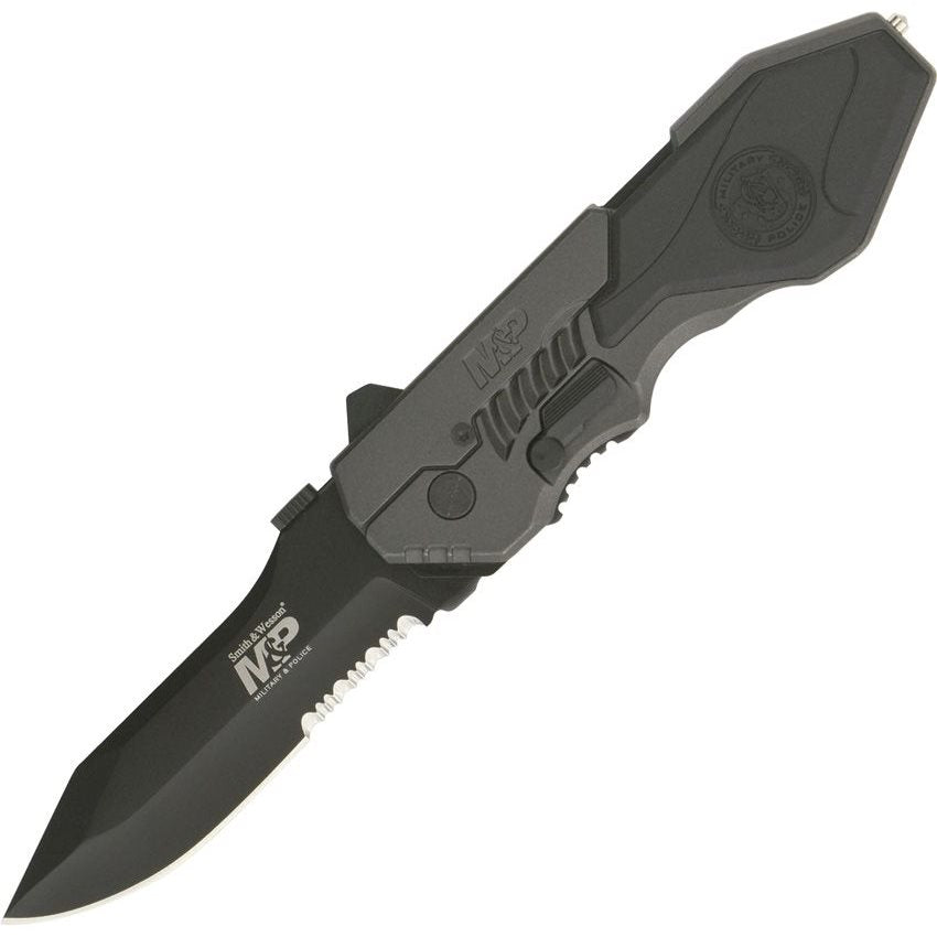 Navaja Smith & Wesson SWMP4LS, mango aluminio y hoja dentada