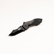 Navaja S&W SWMP5L negra hoja recta acero 4034 mango aluminio goma antideslizante rompecristales