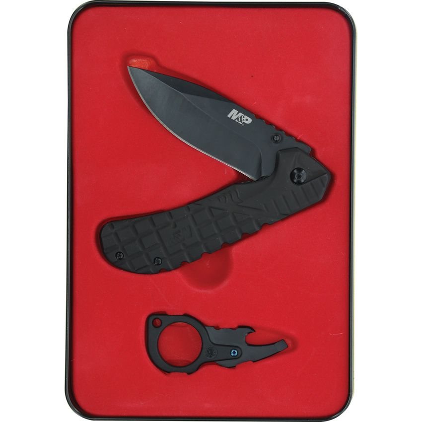 Set navaja plegable SWP1188459 y abridor negro en caja metalica