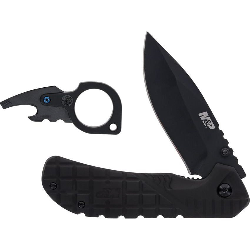 Set navaja plegable SWP1188459 y abridor negro en caja metalica