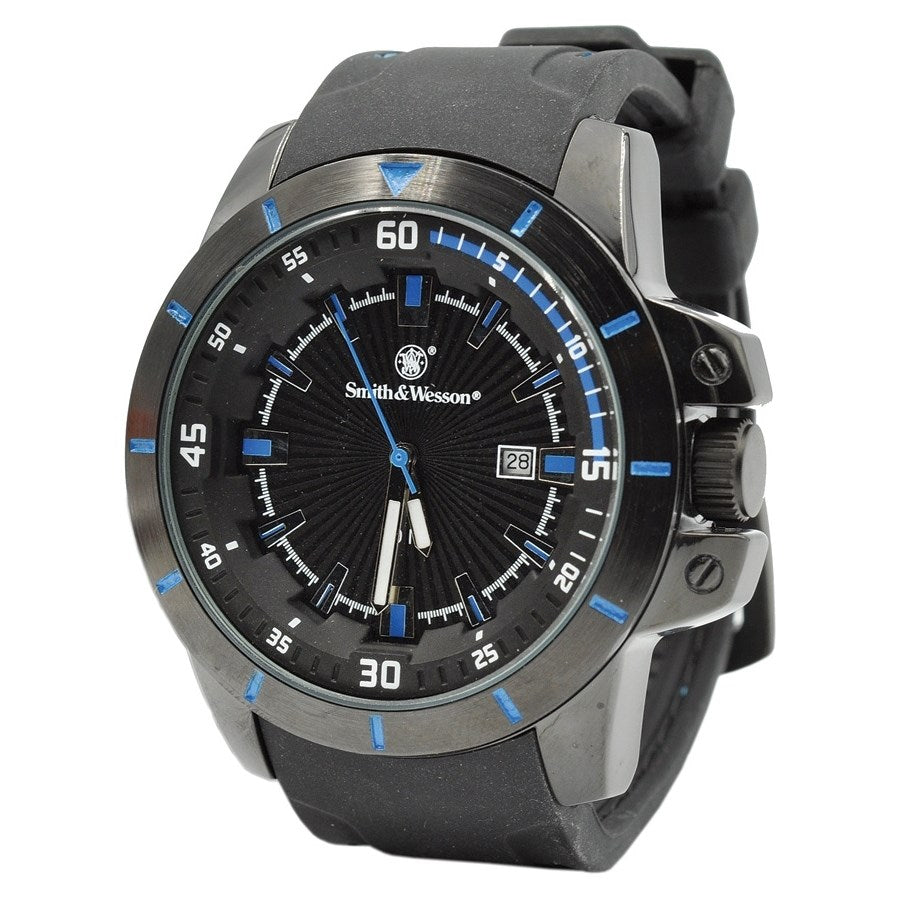 Reloj TROOPER Smith & Wesson azul con correa de goma y acero inoxidable