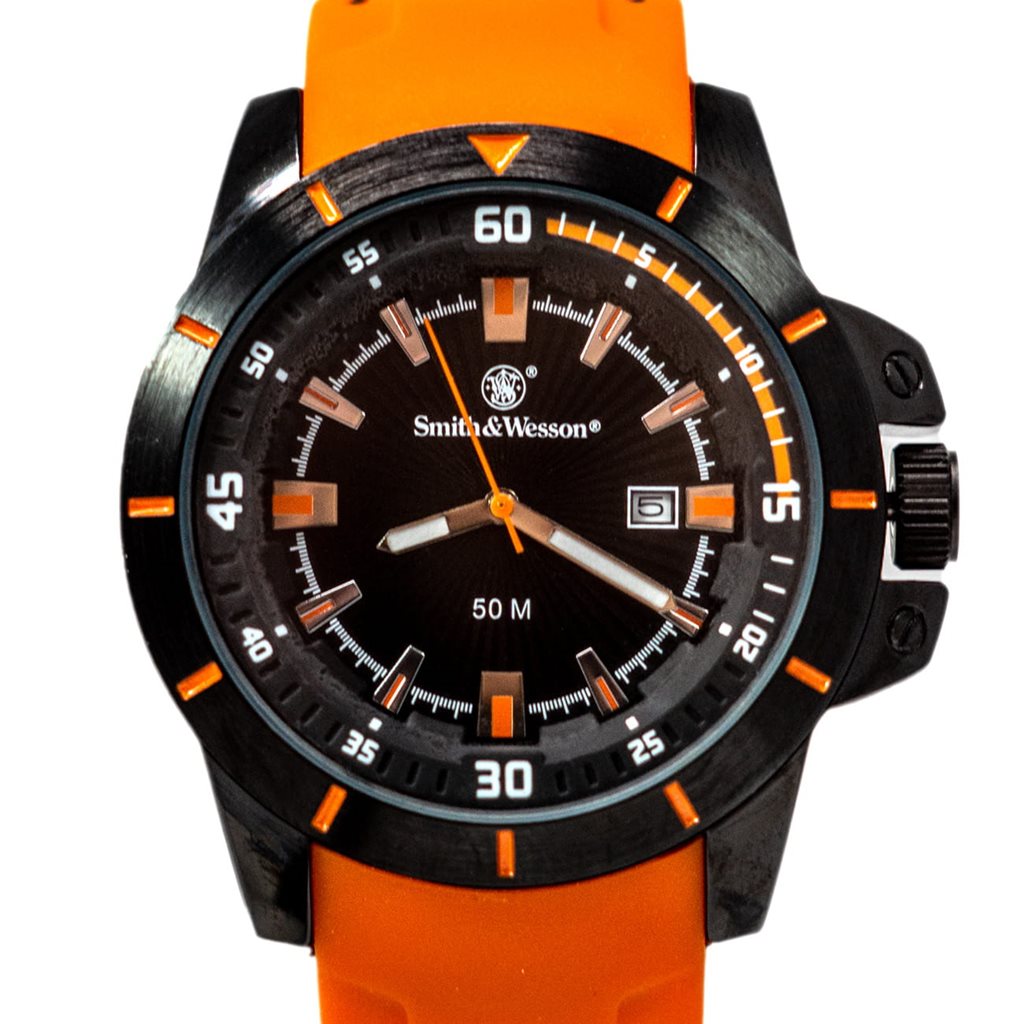 Reloj TROOPER naranja con correa de goma y caja de acero inoxidable