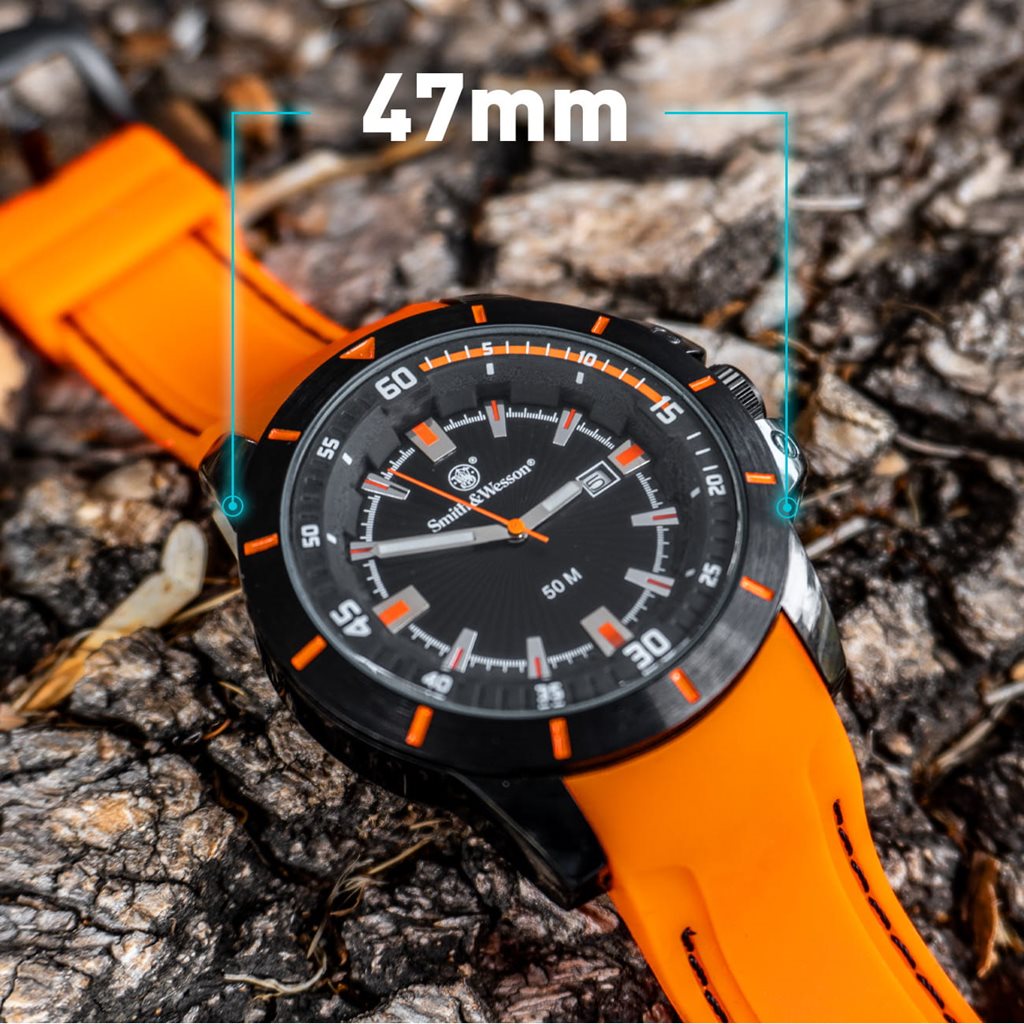 Reloj TROOPER naranja con correa de goma y caja de acero inoxidable