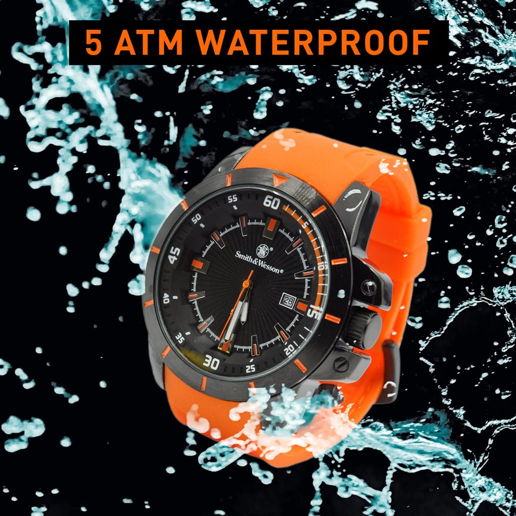 Reloj TROOPER naranja con correa de goma y caja de acero inoxidable