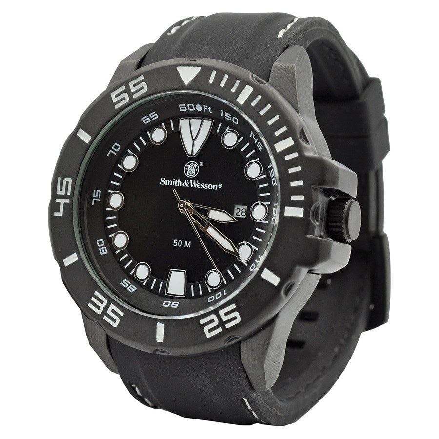 Reloj Smith & Wesson modelo SCOUT blanco y negro con correa de goma