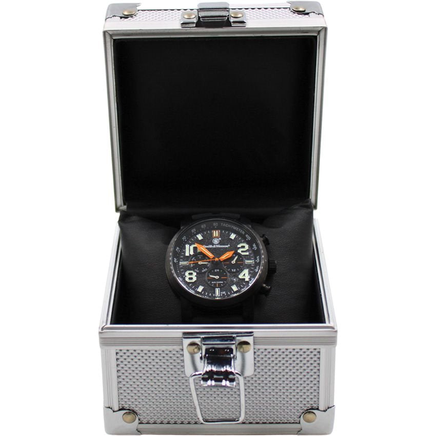 Reloj cronógrafo negro con correa de goma SWW-1500-BLK