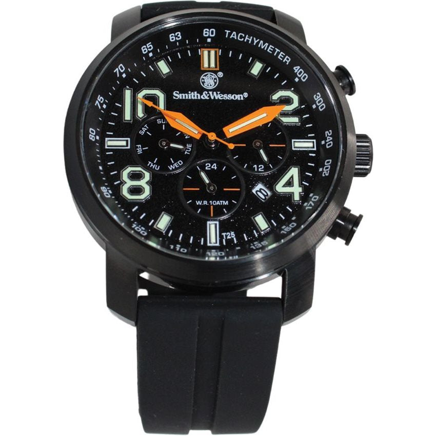 Reloj cronógrafo negro con correa de goma SWW-1500-BLK