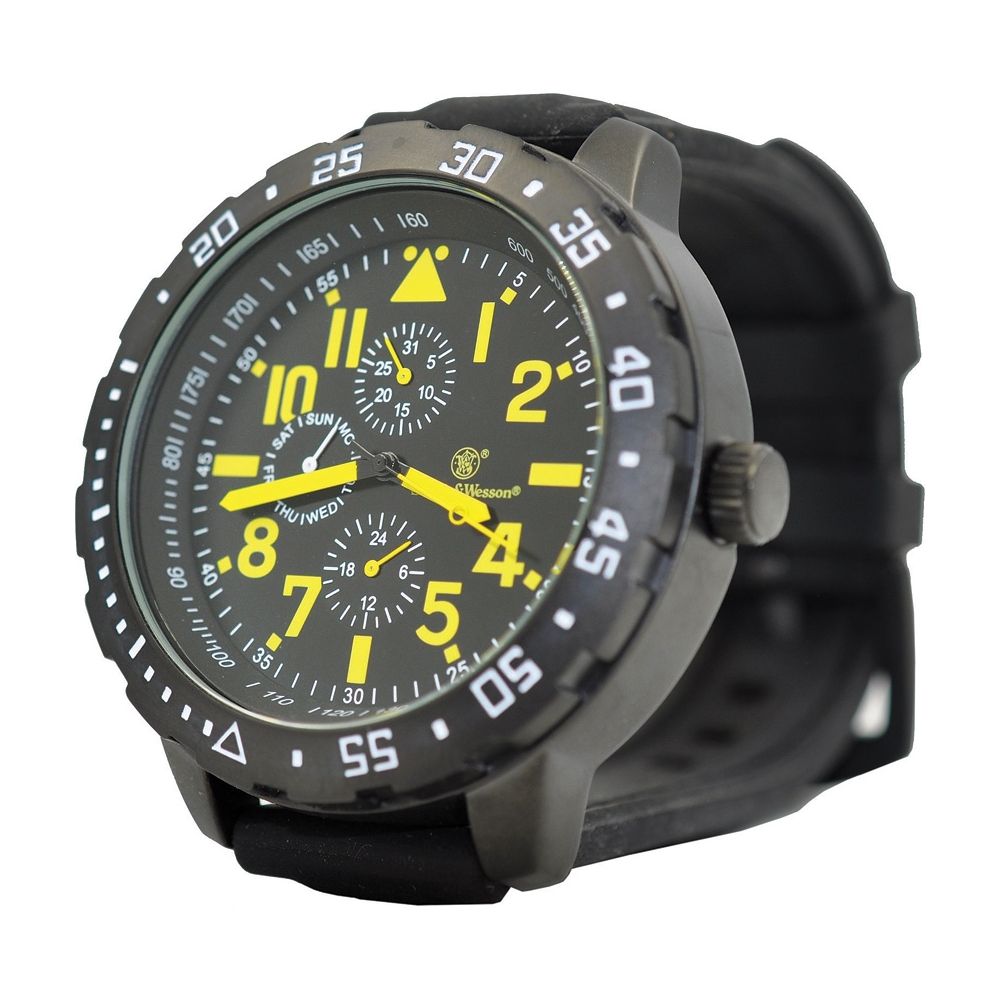 Reloj Calibrator Smith & Wesson azul con correa de goma y esfera 50 mm