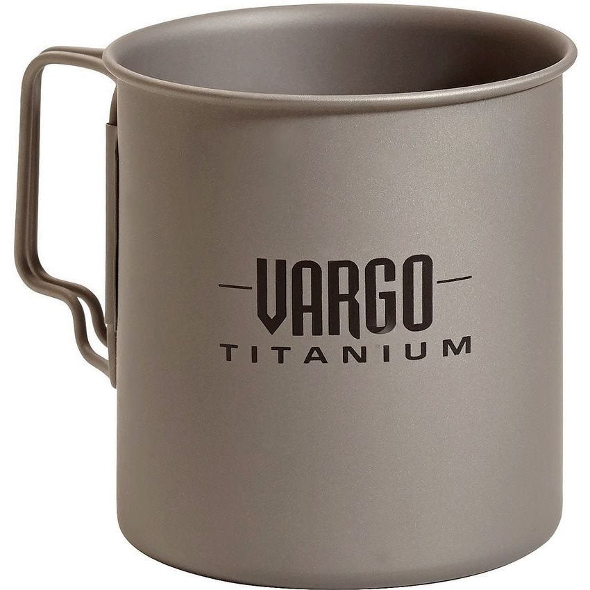 Taza de titanio VARGO IUM 450 ml con asas plegables y funda de transporte