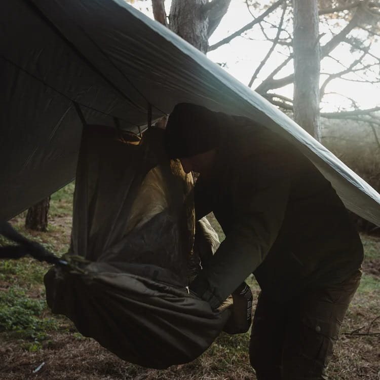 Hamaca CRUSADER con mosquitera integrada y toldo, mosquitera de malla fina de poliéster