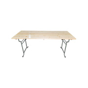 Mesa británica plegable de madera maciza 190 x 73 cm con patas metálicas