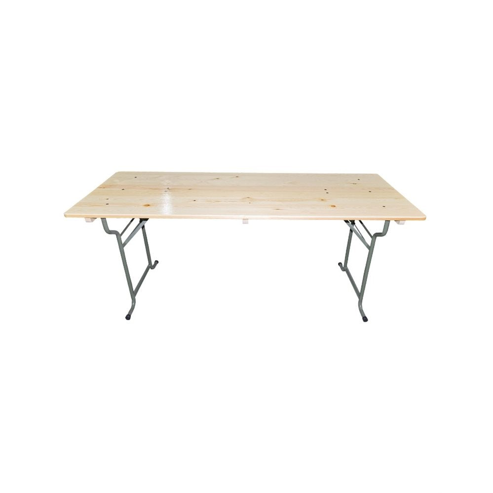 Mesa británica plegable de madera maciza 190 x 73 cm con patas metálicas