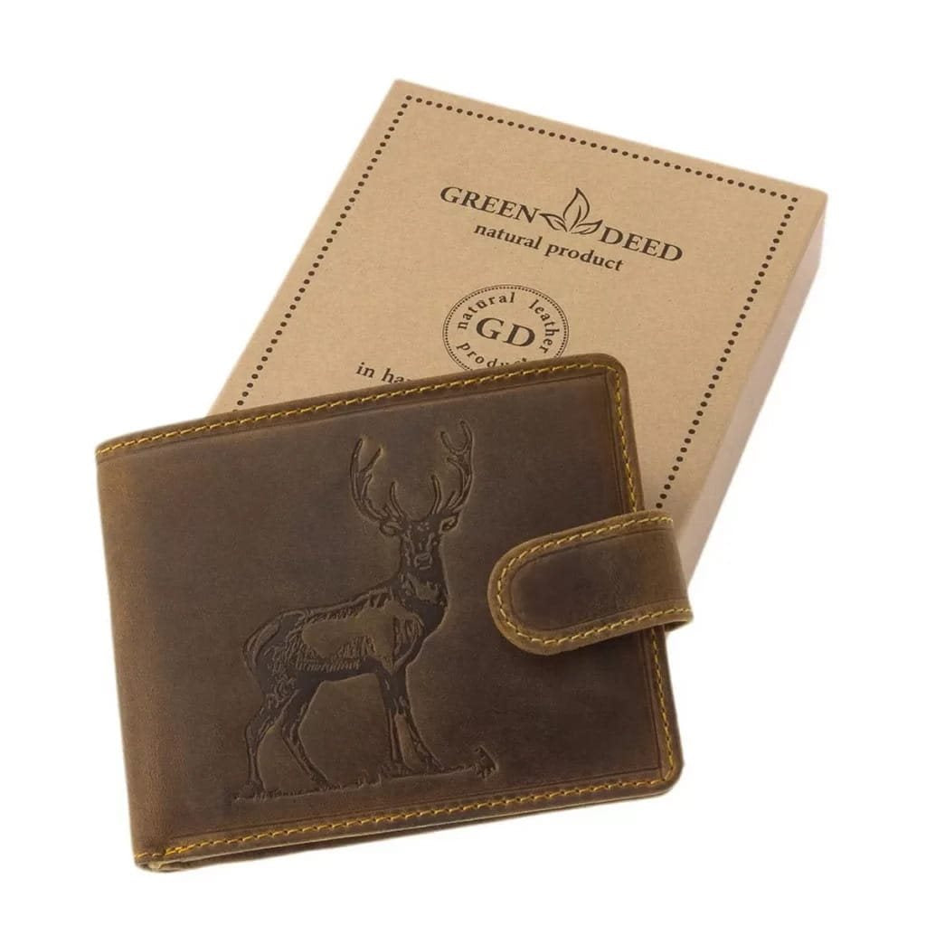 Cartera de cuero GreenDeed JELEN con motivo de ciervo en caja de regalo