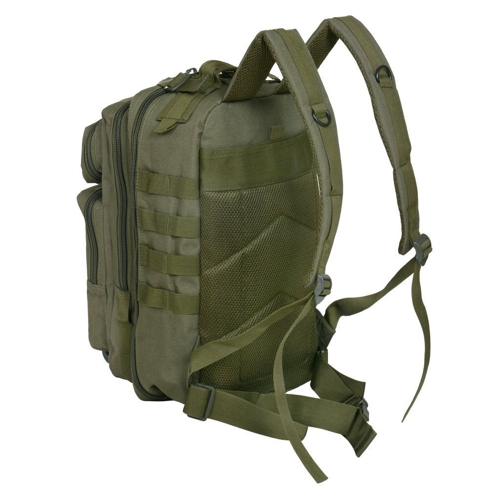 Mochila GURKHA ASSAULT pequeña negra de poliéster con revestimiento repelente al agua, sistema trasero cómodo y dos bolsillos frontales
