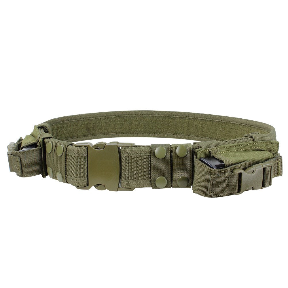 Cinturón táctico 5 cm con dos fundas para cargador de pistola, color verde