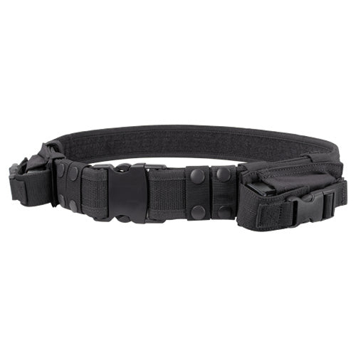 Cinturón táctico 5 cm con dos fundas para cargador de pistola, cierre fastex, color verde