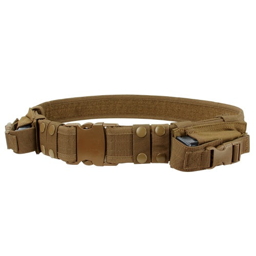 Cinturón táctico COYOTE con dos fundas desmontables para cargadores de pistola, cierre fastex, ancho 5 cm