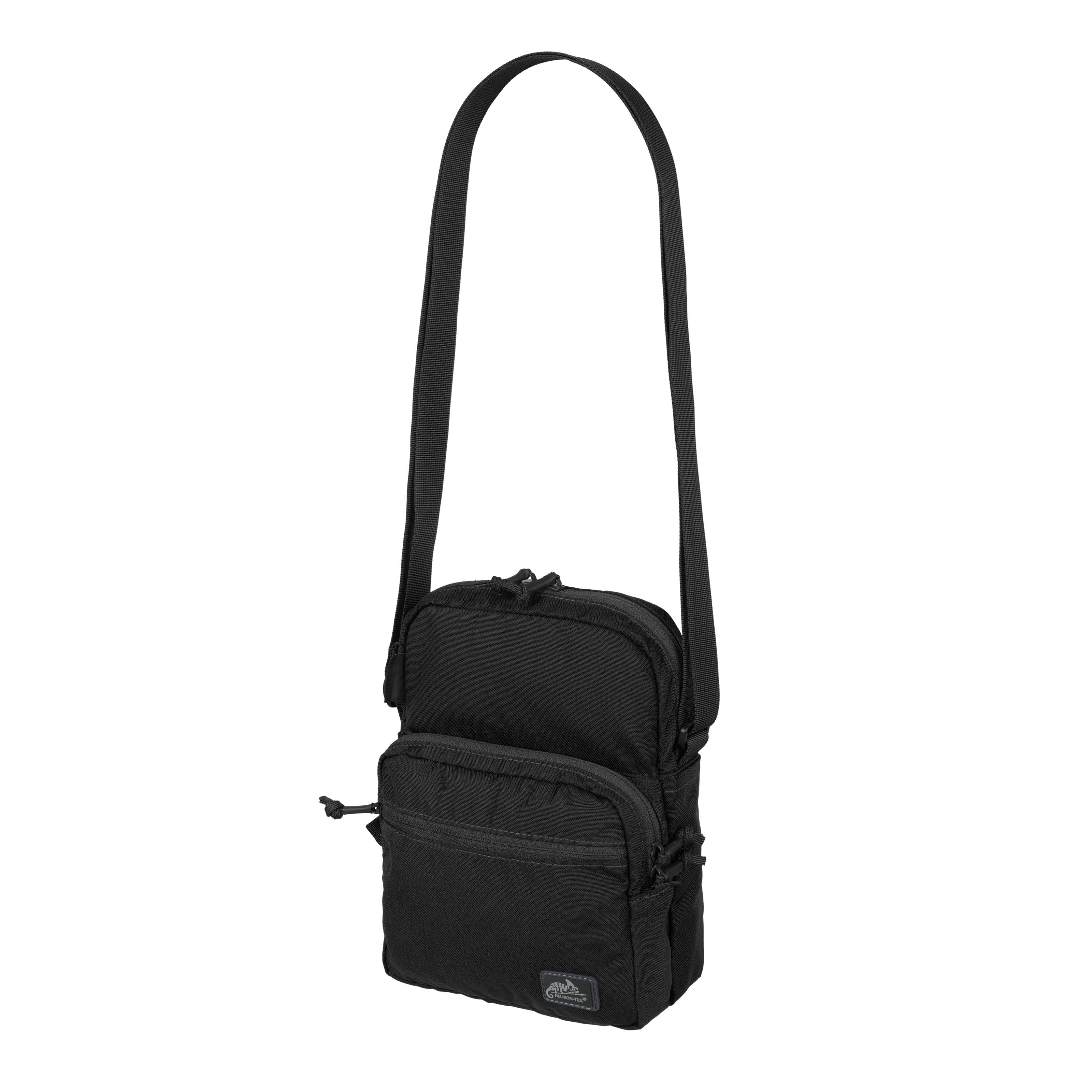Bolsa de hombro EDC Compact negra HELIKON-TEX con dos bolsillos frontales y bolsillo trasero con velcro
