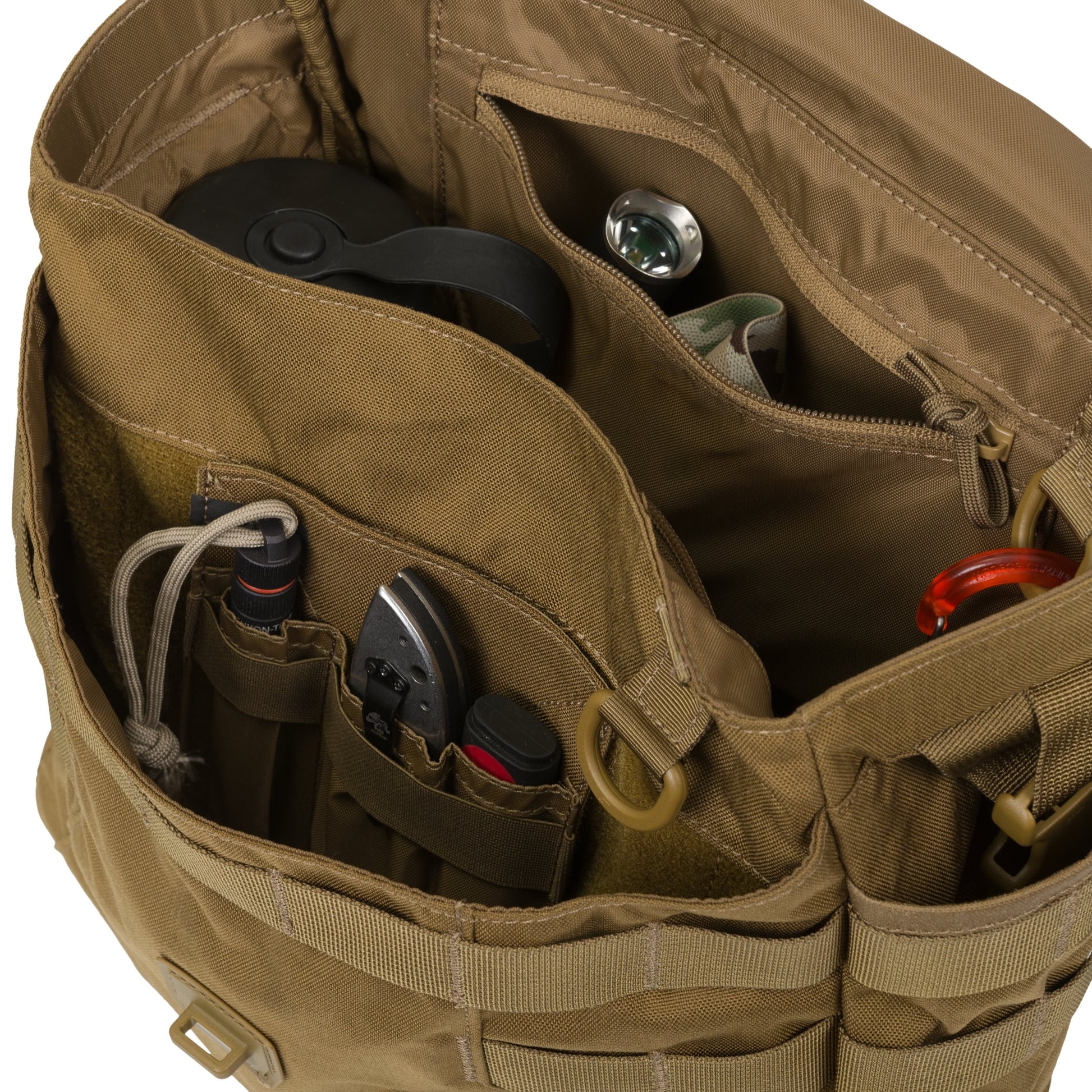 Bolso bandolera Haversack Earth Brown/Clay con sistema MOLLE/PALS, dos bolsillos exteriores y dos compartimentos interiores