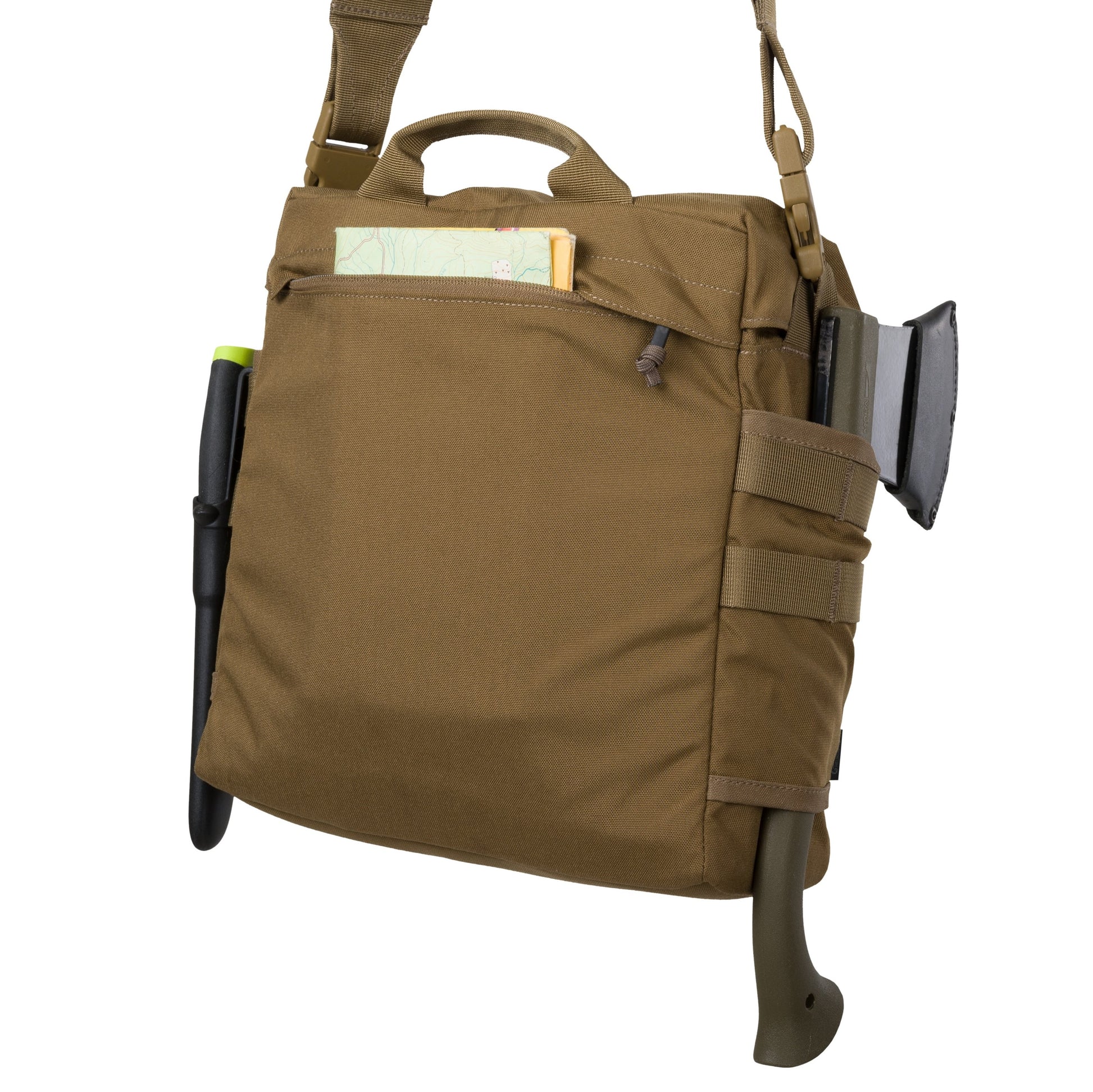 Bolso bandolera Haversack Earth Brown/Clay con sistema MOLLE/PALS, dos bolsillos exteriores y dos compartimentos interiores