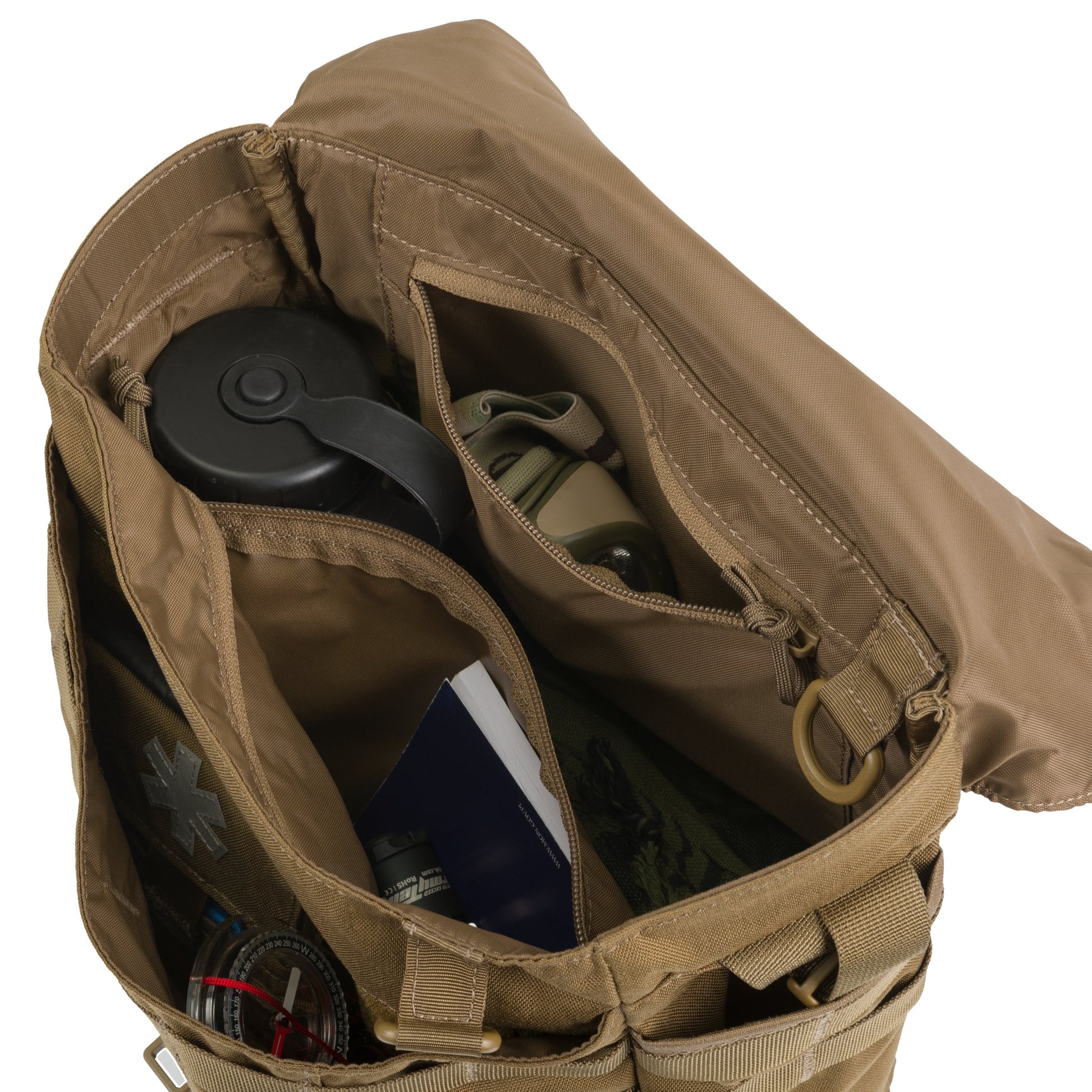 Bolso bandolera Haversack Earth Brown/Clay con sistema MOLLE/PALS, dos bolsillos exteriores y dos compartimentos interiores