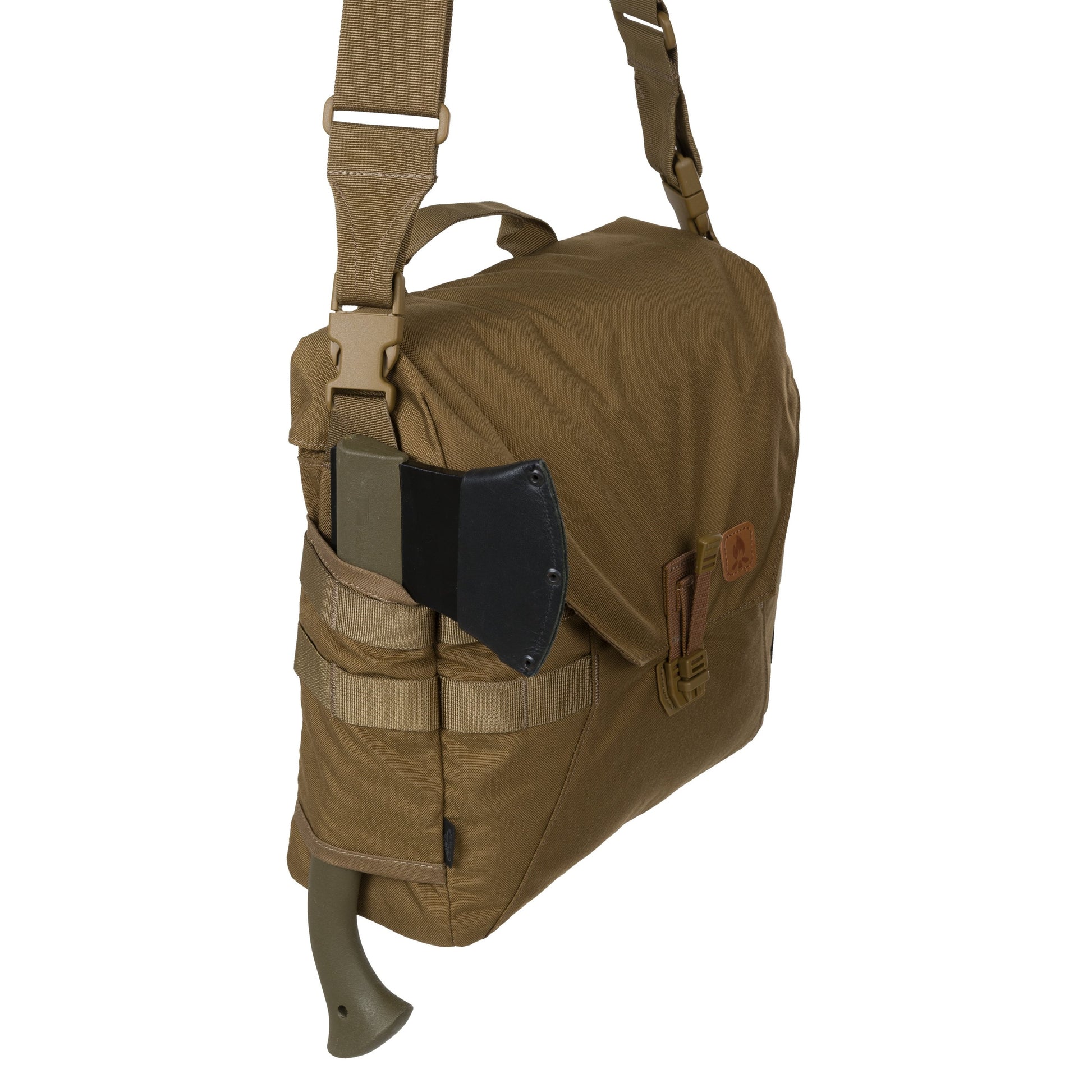 Bolso bandolera Haversack Earth Brown/Clay con sistema MOLLE/PALS, dos bolsillos exteriores y dos compartimentos interiores