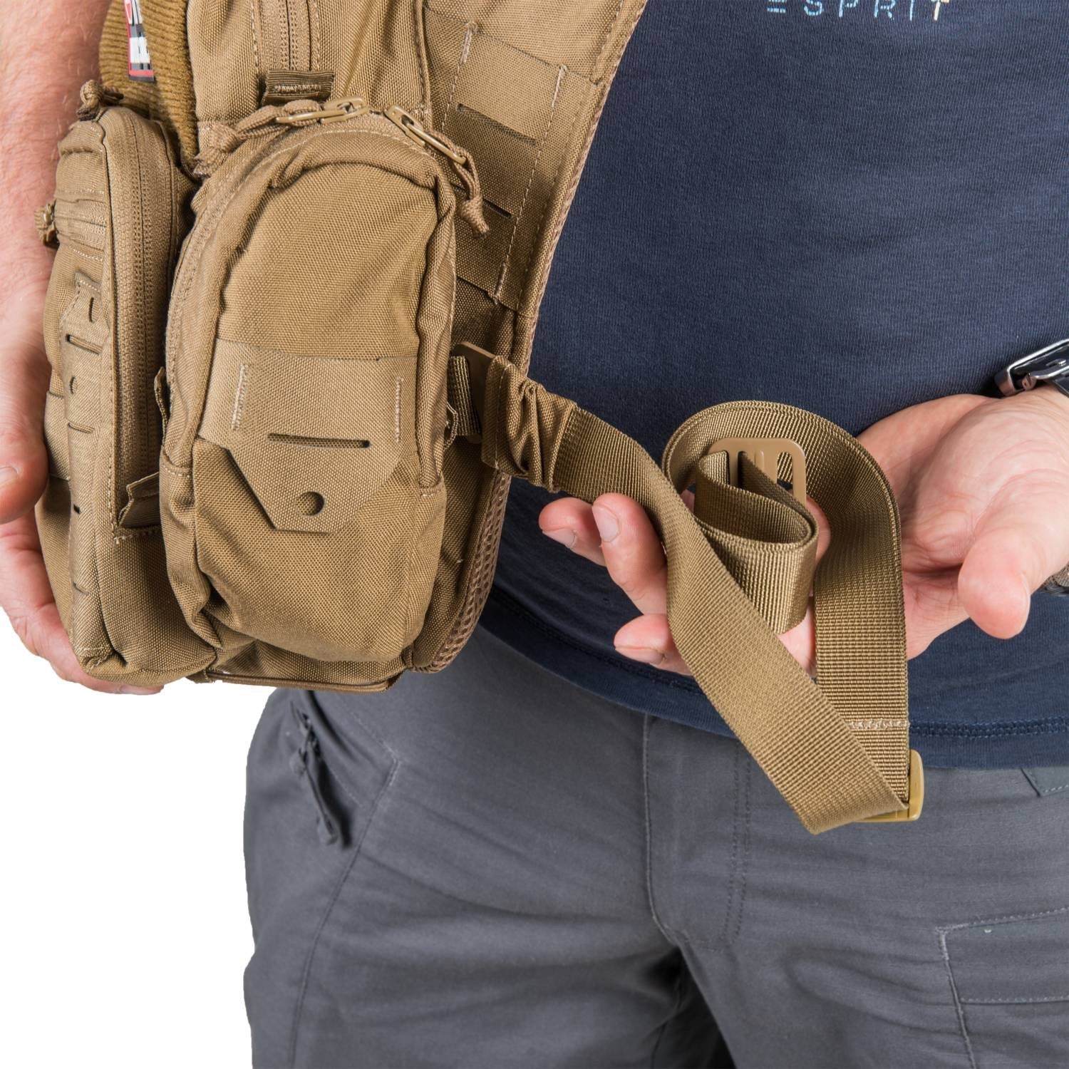 Bolso bandolera EDC NP azul, compacto con compartimento principal y organizador interior