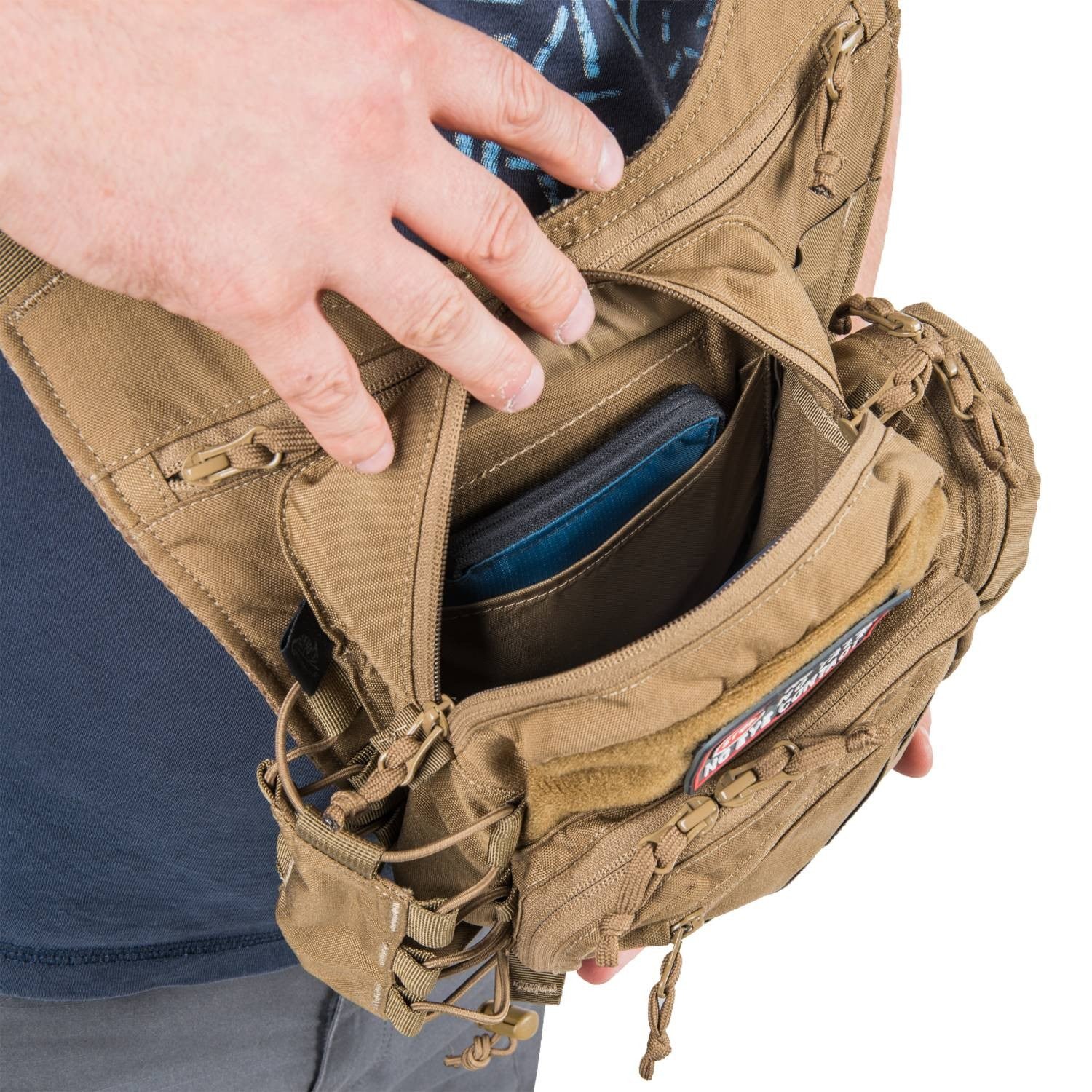 Bolso bandolera EDC NP azul, compacto con compartimento principal y organizador interior