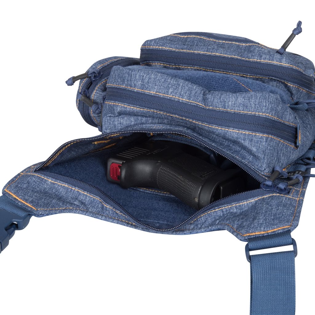 Bolso bandolera EDC NP azul, compacto con compartimento principal y organizador interior