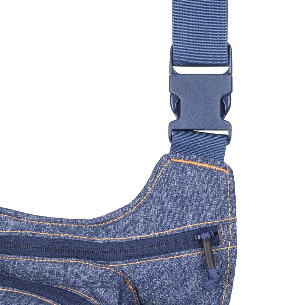 Bolso bandolera EDC NP azul, compacto con compartimento principal y organizador interior
