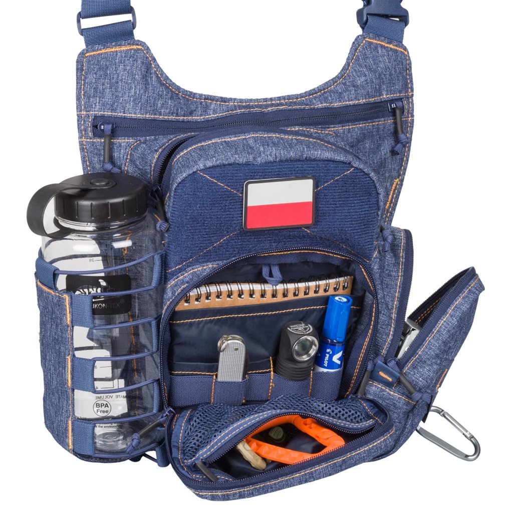 Bolso bandolera EDC NP azul, compacto con compartimento principal y organizador interior
