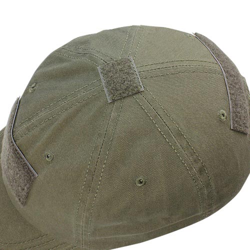 Gorra táctica OPERATOR de CONDOR vista frontal con paneles VELCRO