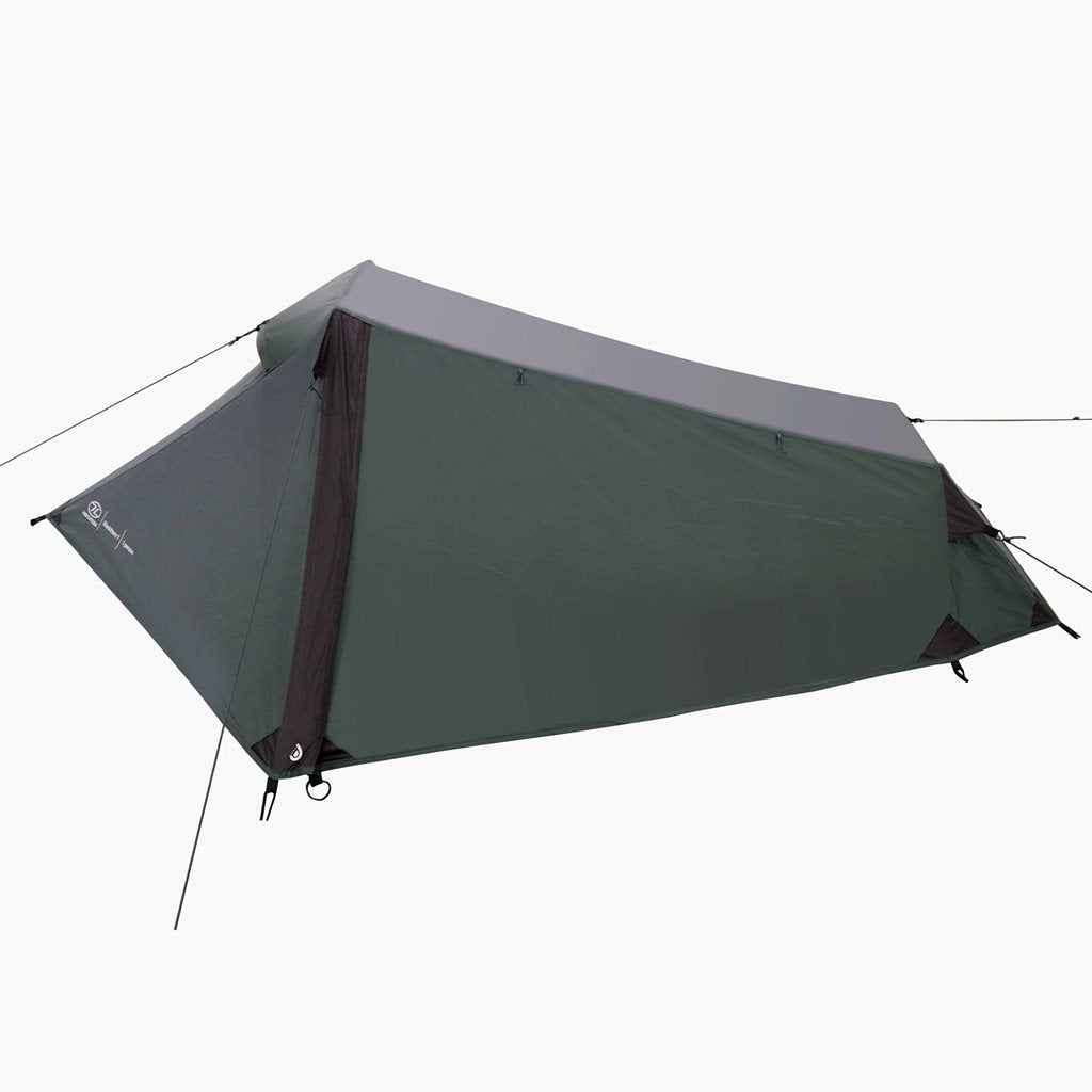 Tienda BLACKTHORN GEN2 desplegada, modelo para una persona, vista delantera