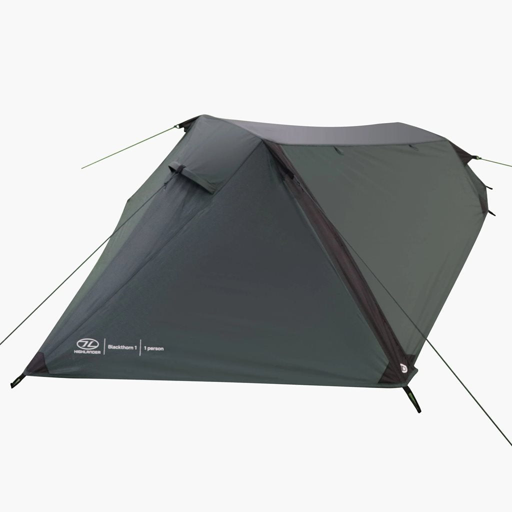 Tienda BLACKTHORN GEN2 desplegada, modelo para una persona, vista delantera