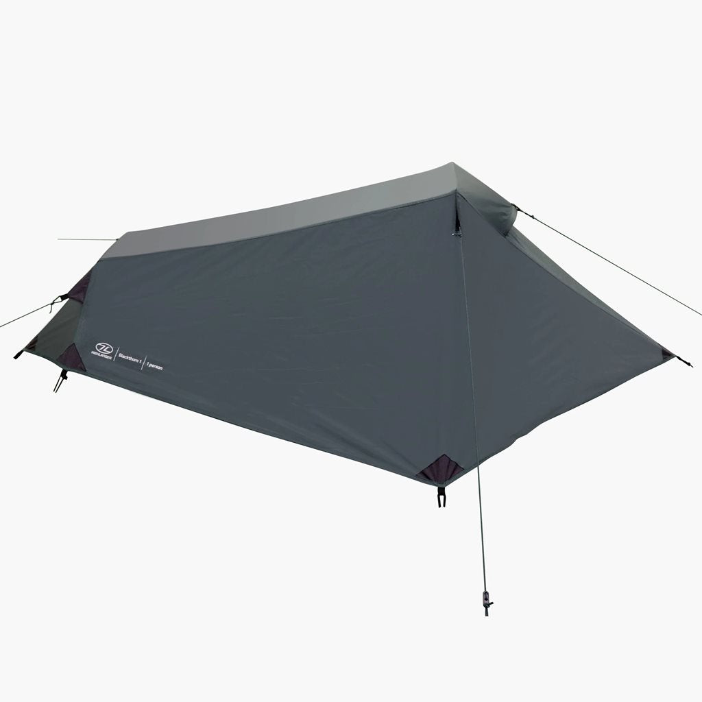 Tienda BLACKTHORN GEN2 desplegada, modelo para una persona, vista delantera
