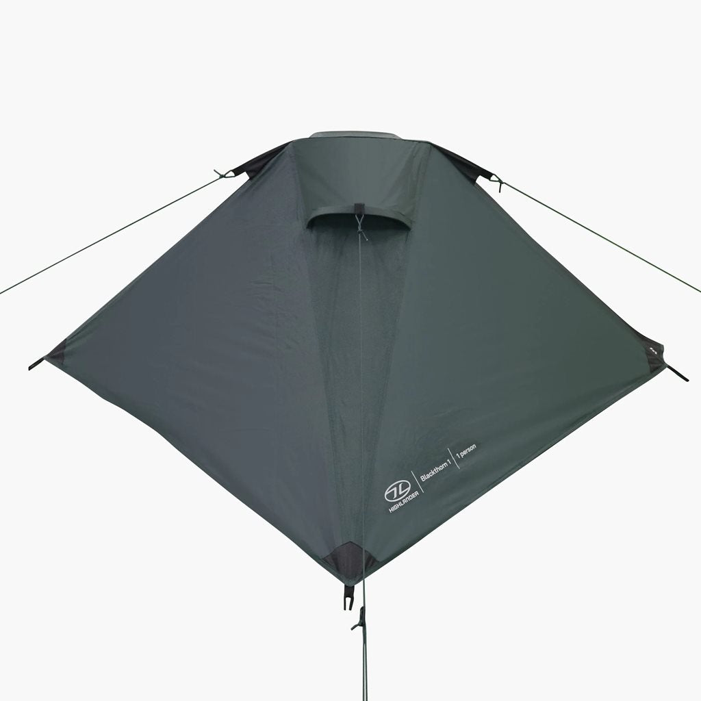 Tienda BLACKTHORN GEN2 desplegada, modelo para una persona, vista delantera