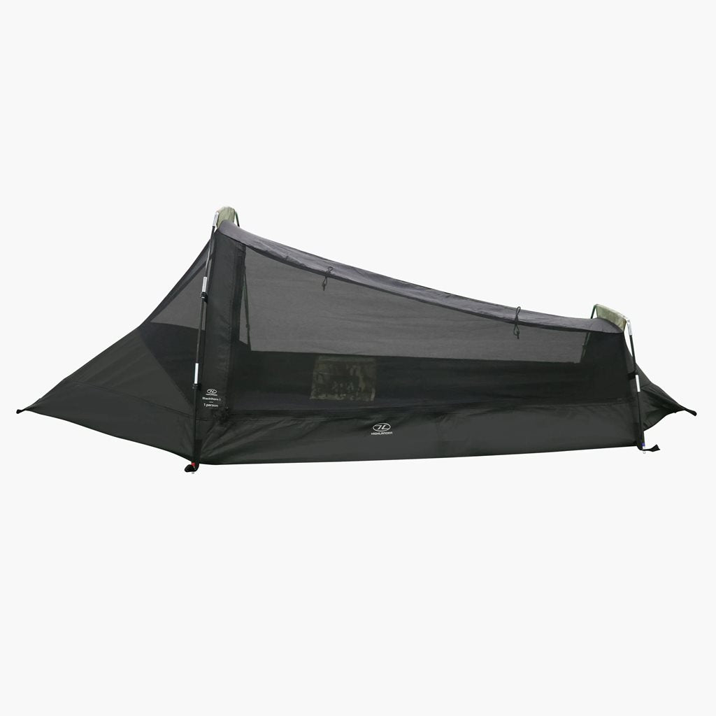 Tienda BLACKTHORN GEN2 desplegada, modelo para una persona, vista delantera
