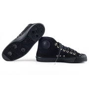 Zapatillas tobilleras negras de lona con suela de goma y plantilla extraíble