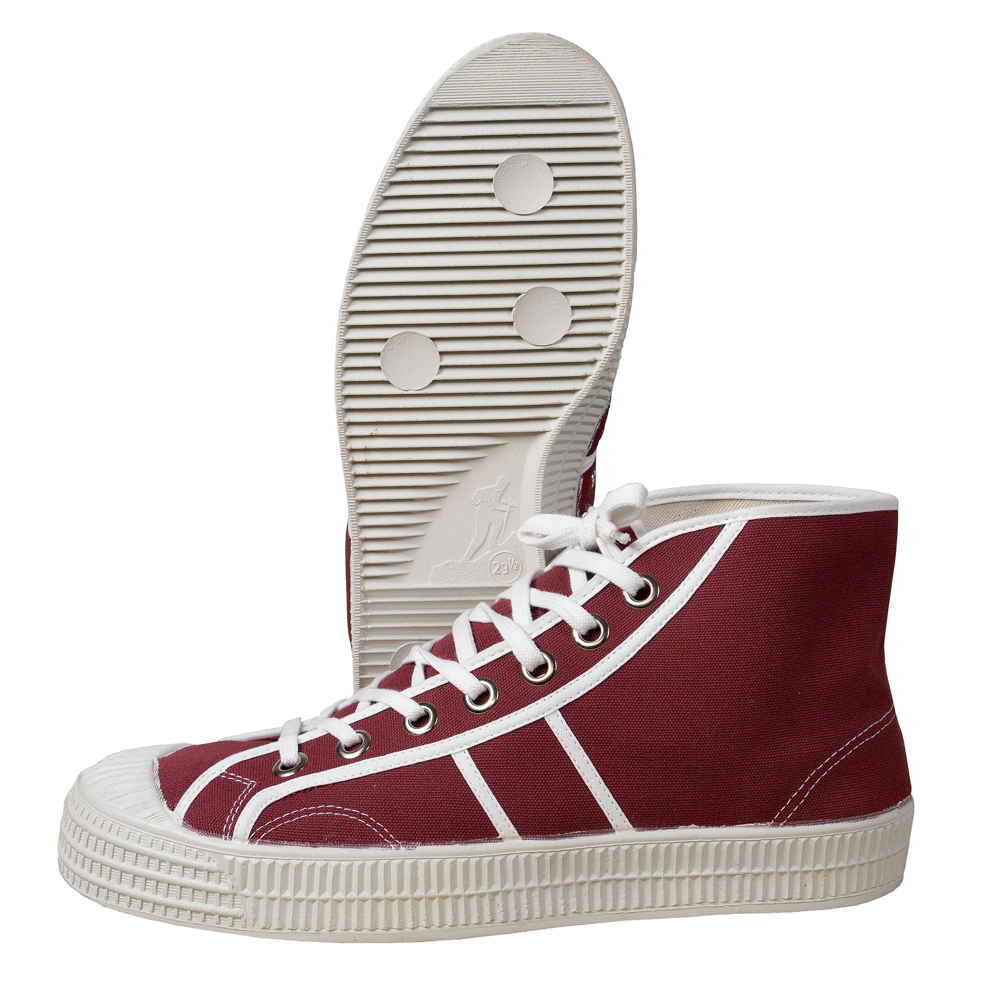 Zapatillas tobilleras rojas de lona con suela de goma y plantilla extraíble
