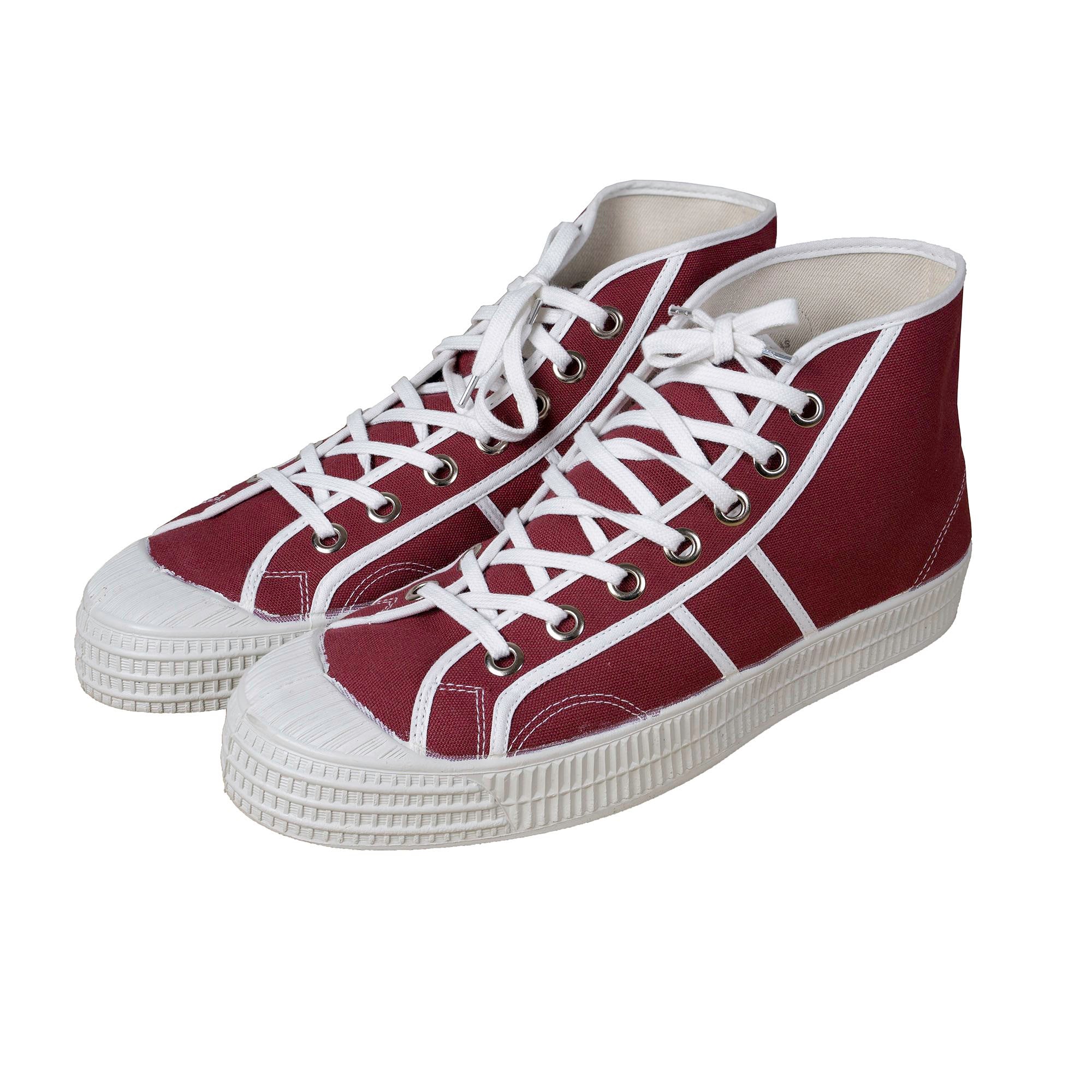 Zapatillas tobilleras rojas de lona con suela de goma y plantilla extraíble