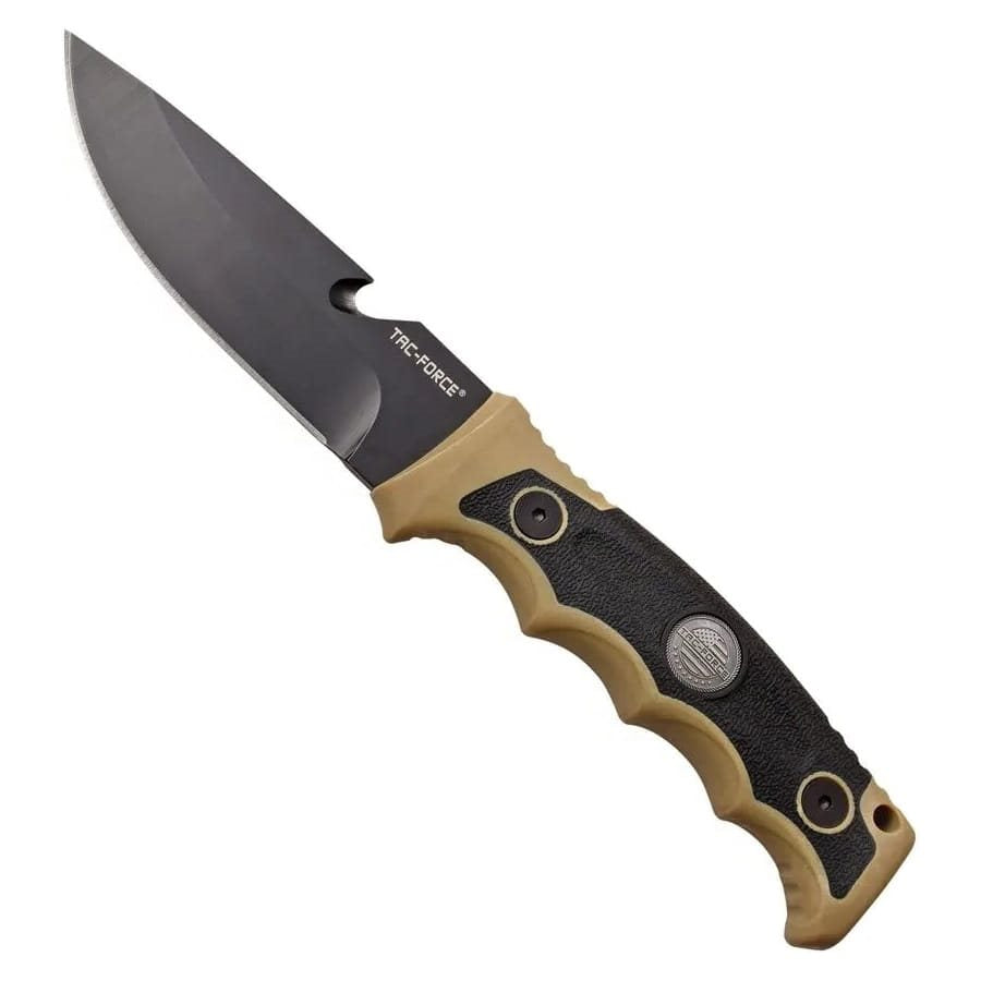 Cuchillo robusto de hoja fija con cortador superior y pulsera paracord incluida