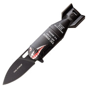 Navaja plegable negra LETECKÁ PUMA con clip, flipper y hoja lisa de acero inoxidable 58 mm